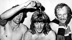 Left to right, Ron Coote/Russell Fairfax/Mark Harris. Eastern Suburbs Roosters premiers Sydney Rugby League mid-1970s.